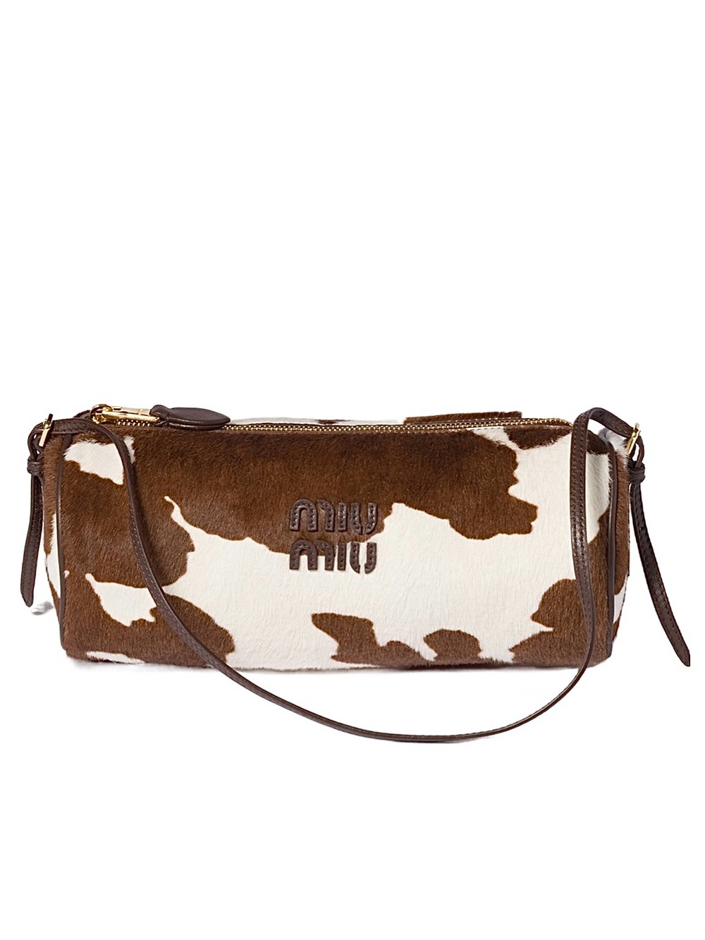 Miu Miu Brown and White Calf-Hair Mini Shoulder Bag